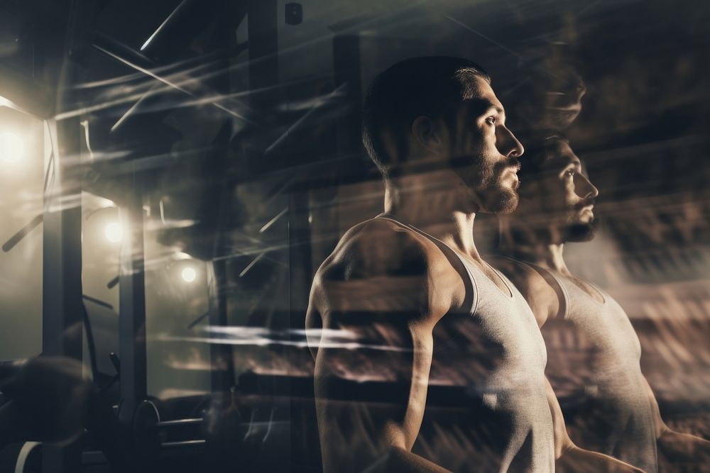 A man exercising in the gym adult determination bodybuilding. AI generated Image by rawpixel.