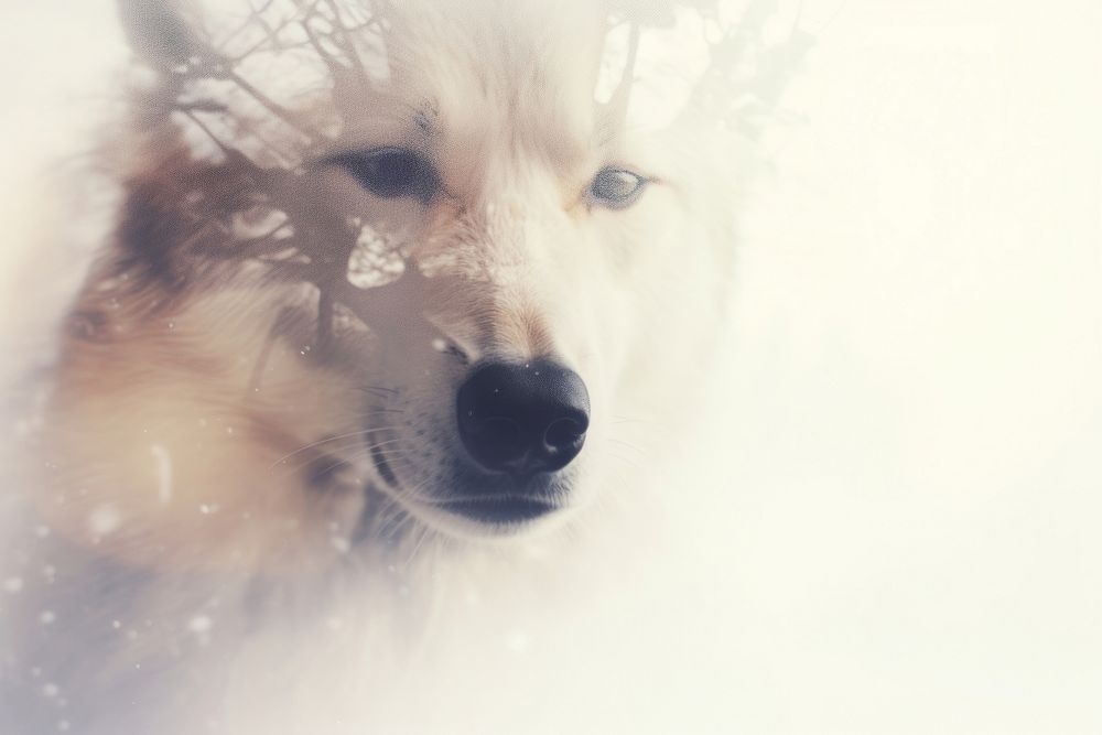 A wolf and snow winter wildlife portrait mammal. AI generated Image by rawpixel.