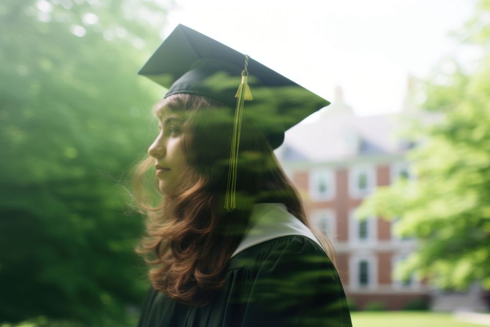 A woman student graduation at school portrait photography contemplation. AI generated Image by rawpixel.