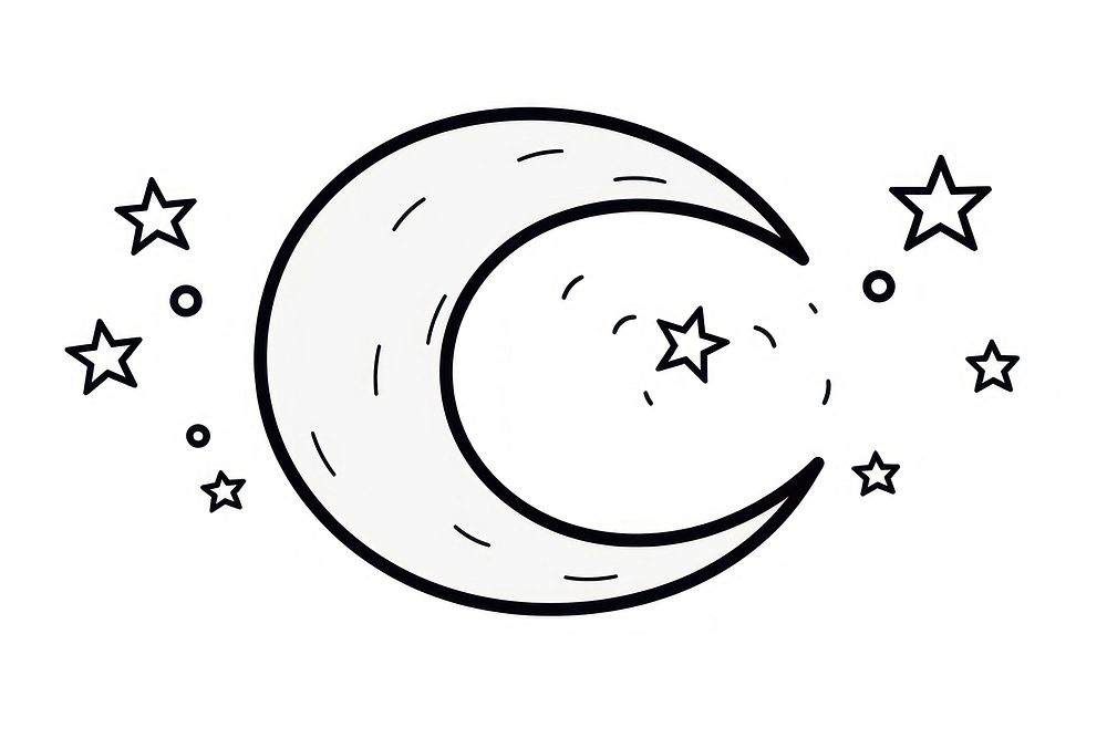 Moon doodle night line. AI generated Image by rawpixel.