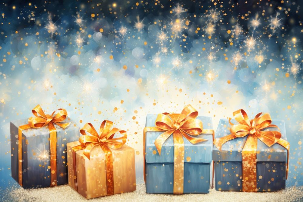 Realistic gifts box backgrounds gold snow. AI generated Image by rawpixel.