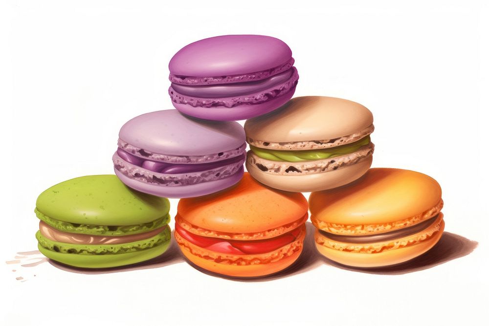 Macarons macarons food white background. AI generated Image by rawpixel.
