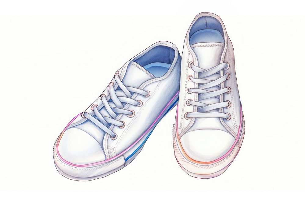 Sneakers footwear drawing white. AI generated Image by rawpixel.