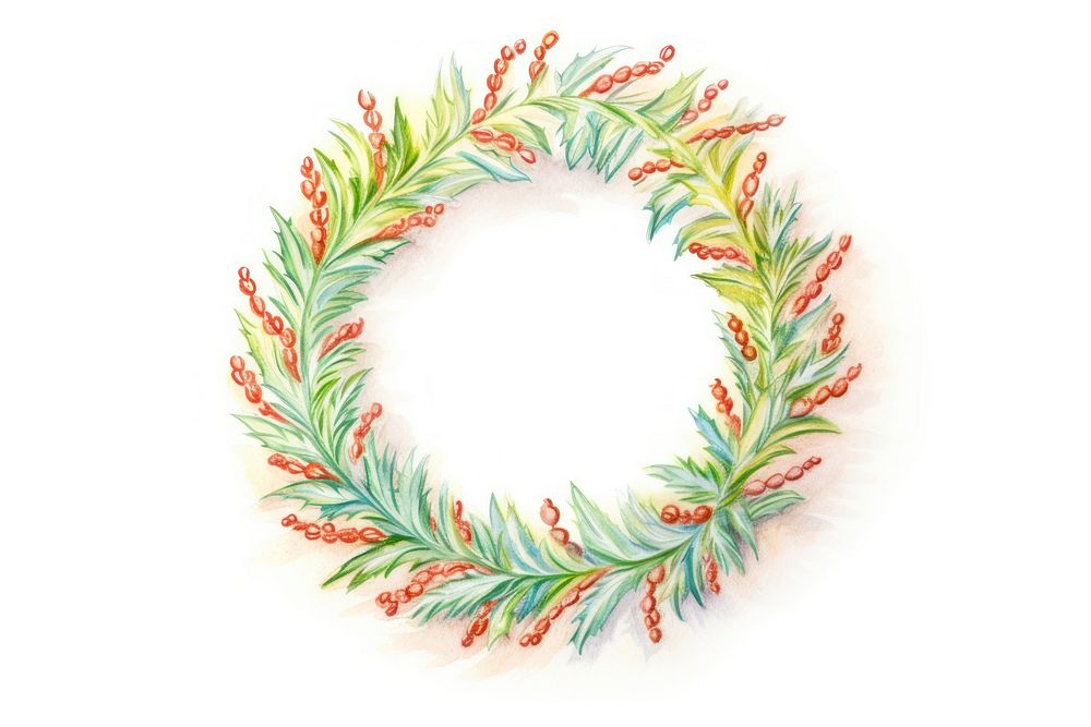 Christmas wreath pattern art white background. AI generated Image by rawpixel.