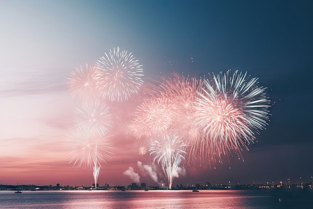 Fireworks display outdoors nature architecture. AI generated Image by rawpixel.