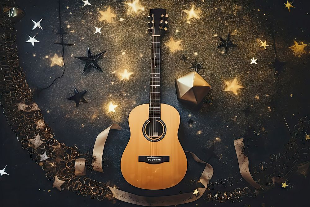 Celebration guitar music night. AI generated Image by rawpixel.