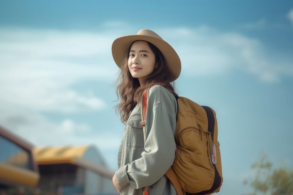 Thai woman backpack travel adult. AI generated Image by rawpixel.