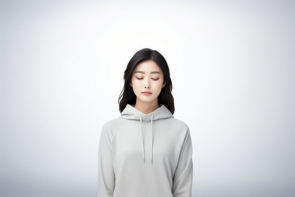 Asian young woman adult wearing sweater mockup portrait sweatshirt photo. AI generated Image by rawpixel.