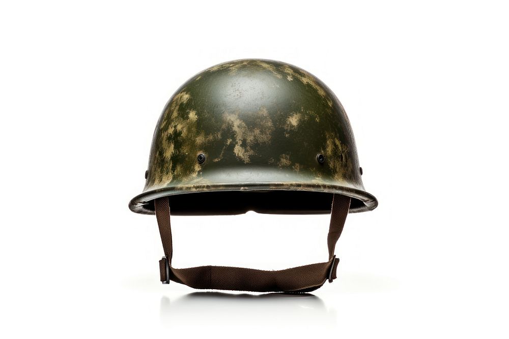 Soldier helmet white background protection headgear. AI generated Image by rawpixel.