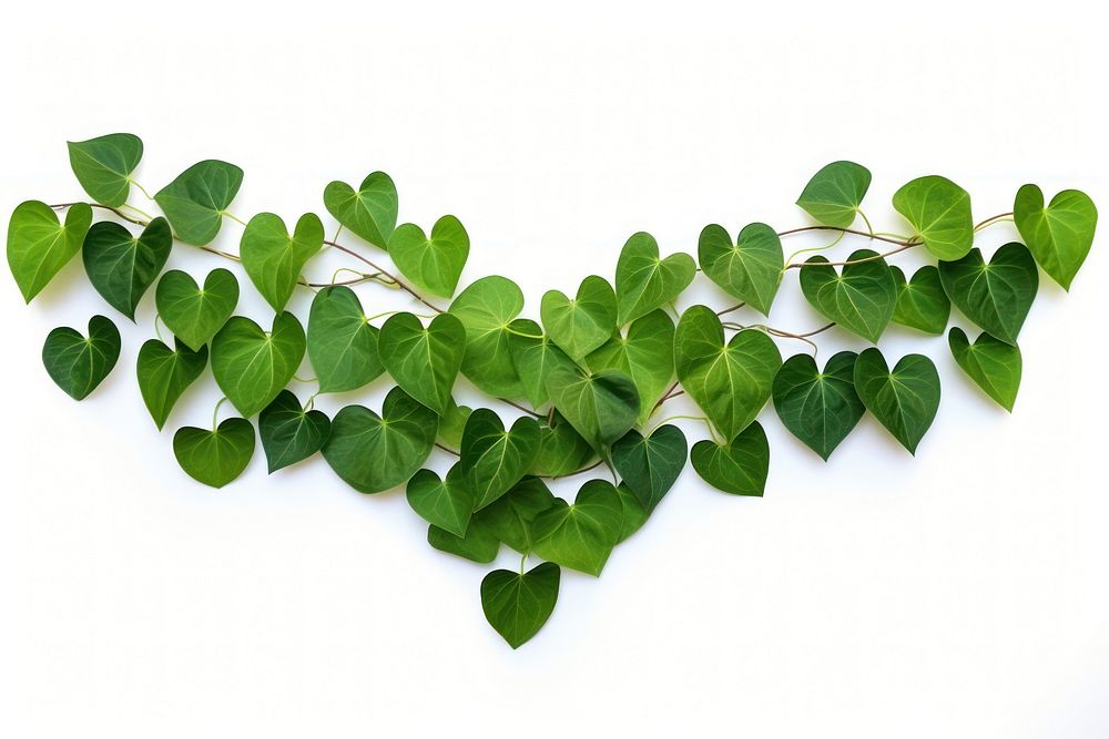 Heart shape green leaves plant leaf white background. AI generated Image by rawpixel.