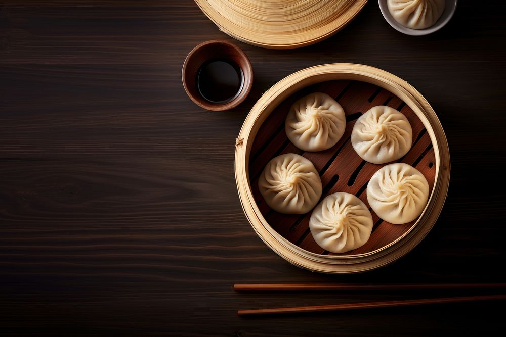 Xiao Long Bao chopsticks table food. AI generated Image by rawpixel.