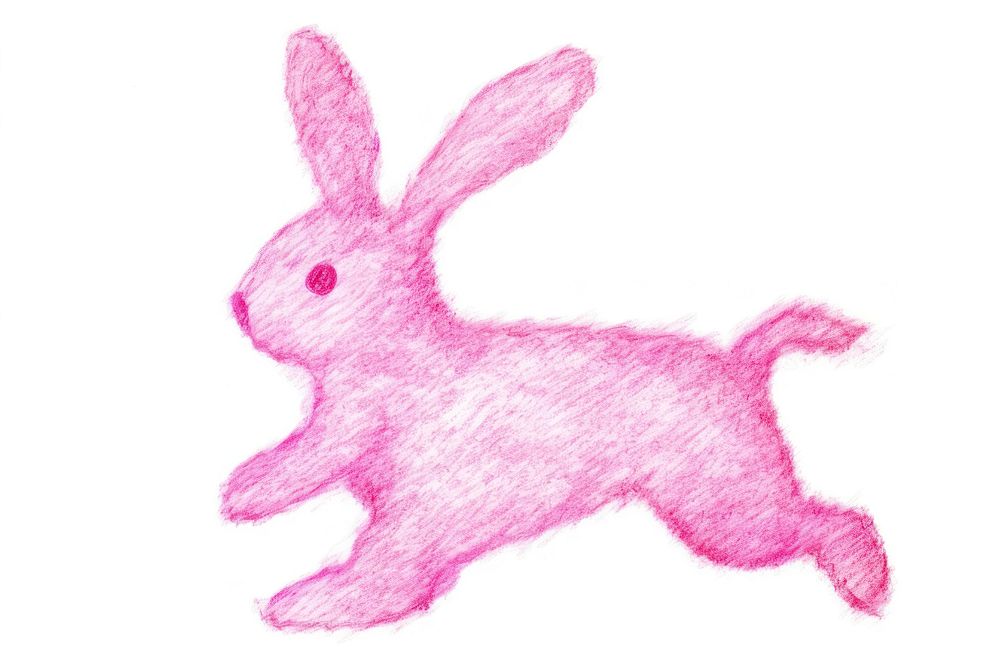 Pink rabbit drawing animal mammal. AI generated Image by rawpixel.