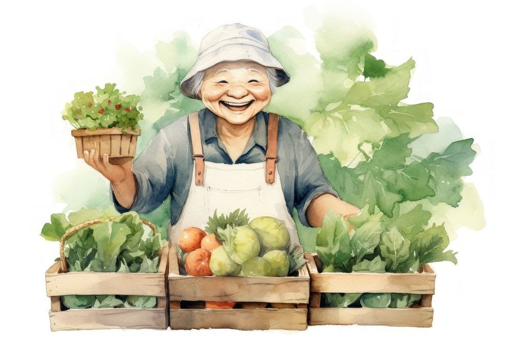 Happy old asian gardening portrait holding. AI generated Image by rawpixel.