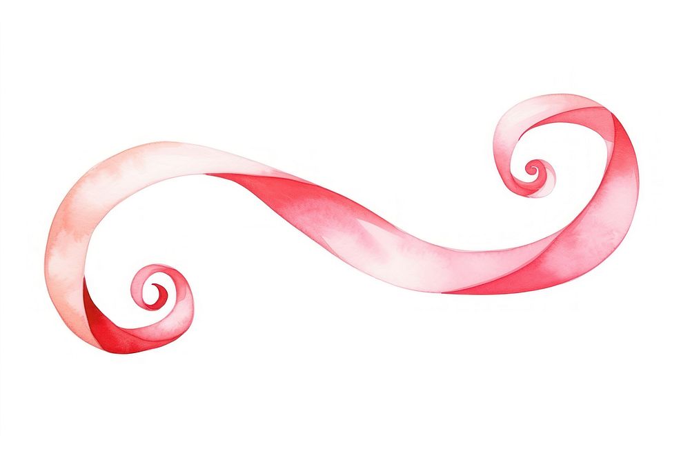 Spiral red line ribbon pattern drawing white background. AI generated Image by rawpixel.