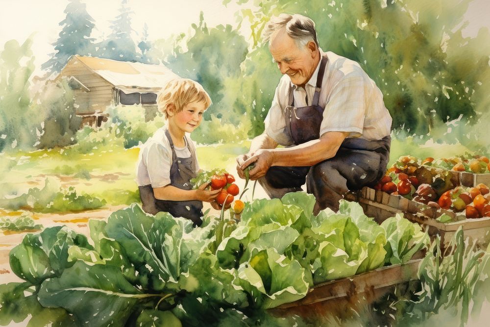 Vegetable grandfather harvesting. AI generated Image by rawpixel.