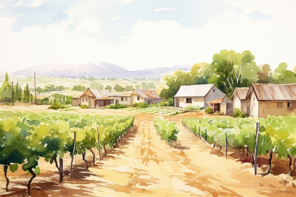 Grape farm architecture vineyard outdoors. AI generated Image by rawpixel.