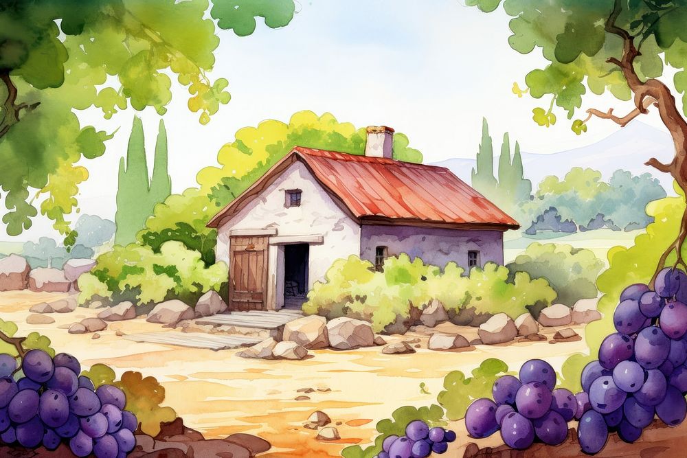 Grape farm grapes architecture outdoors. AI generated Image by rawpixel.