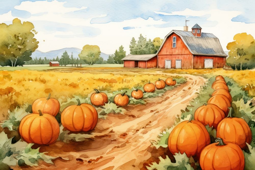 Pumpkin farm architecture vegetable outdoors. AI generated Image by rawpixel.