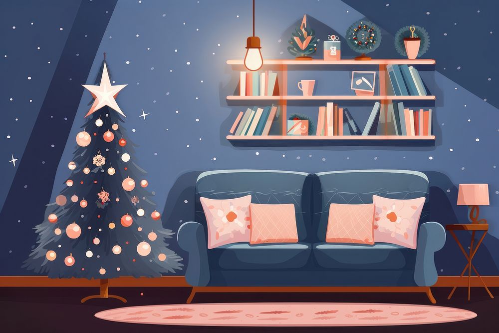 Cozy living furniture christmas cozy. AI generated Image by rawpixel.