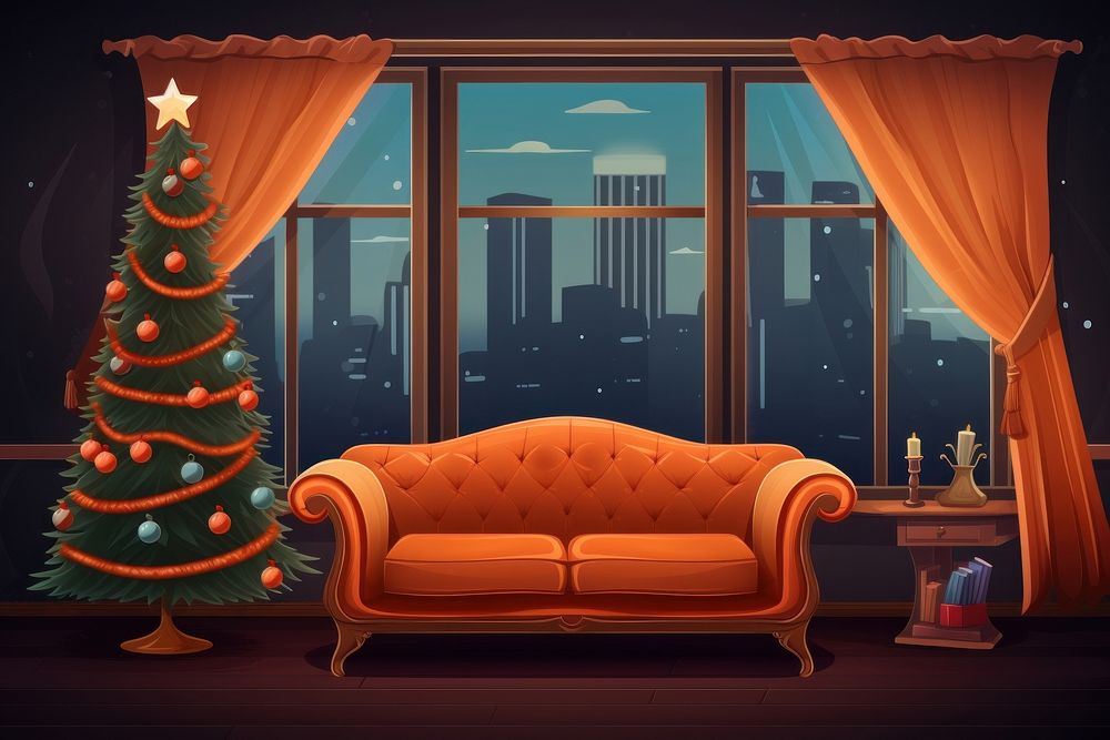Cozy living architecture furniture christmas. AI generated Image by rawpixel.