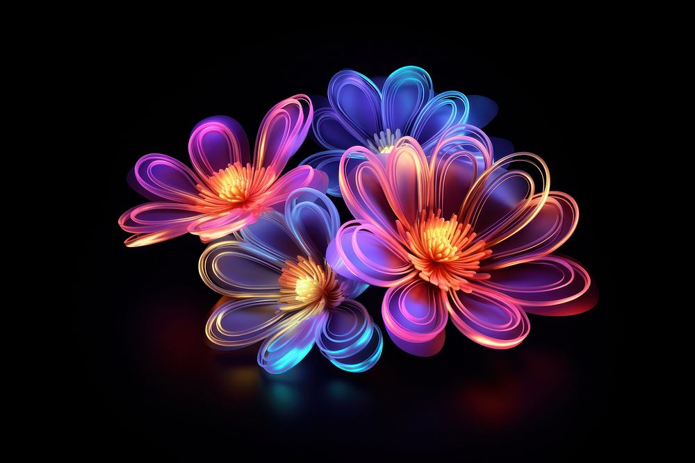 Flowers light glowing pattern. AI generated Image by rawpixel.