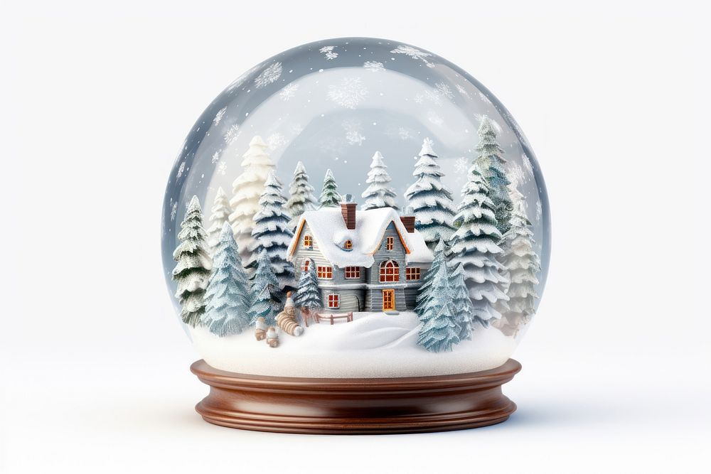 Snow globe christmas white background representation. AI generated Image by rawpixel.