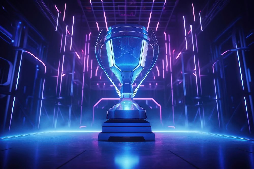 Esports trophy light lighting. AI generated Image by rawpixel.