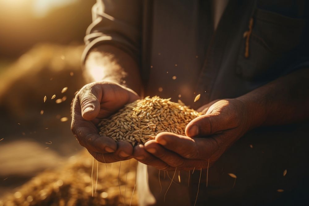 Farmer wheat field seed. AI generated Image by rawpixel.