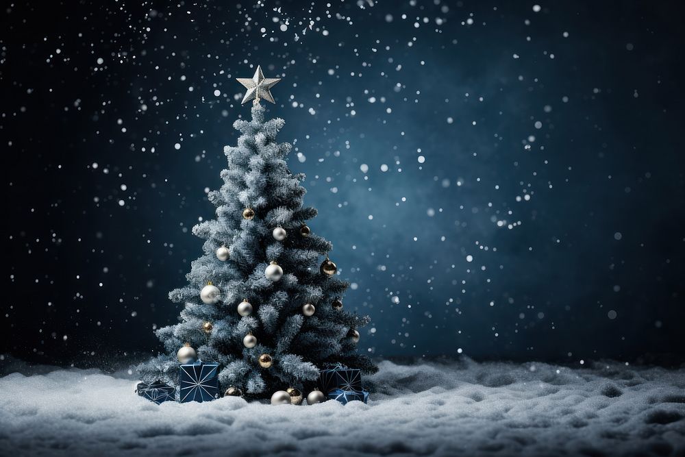 Christmas tree plant snow. AI generated Image by rawpixel.
