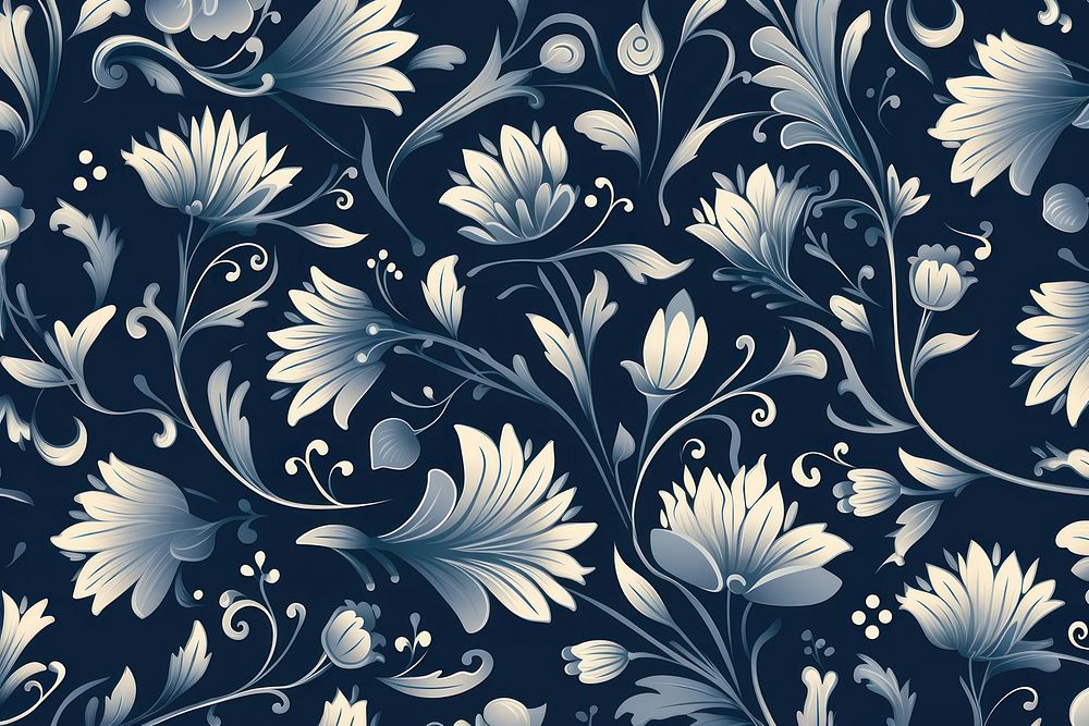 Vintage pattern muted blue backgrounds monochrome wallpaper. AI generated Image by rawpixel.