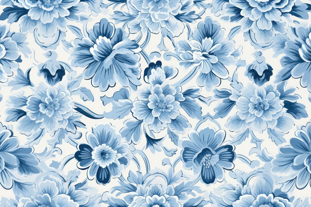 Vintage pattern muted blue flower nature backgrounds. AI generated Image by rawpixel.