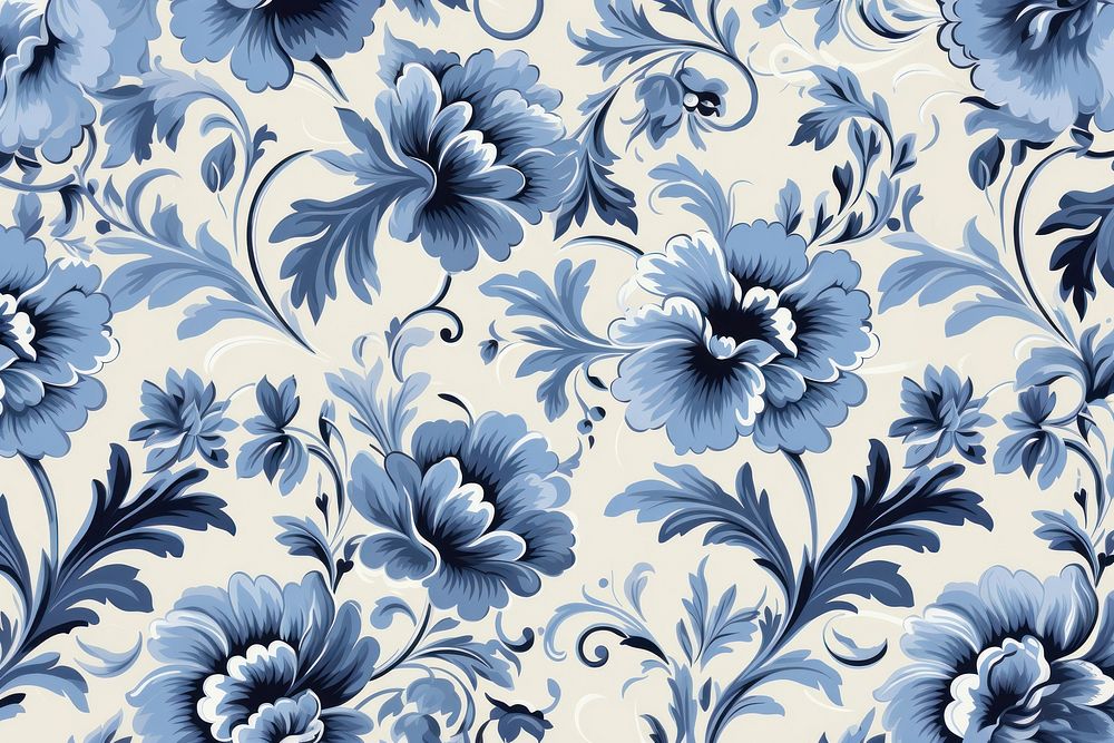Vintage pattern flower blue art. AI generated Image by rawpixel.