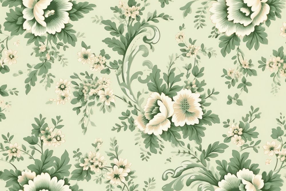 Vintage pattern muted green flower backgrounds wallpaper. AI generated Image by rawpixel.