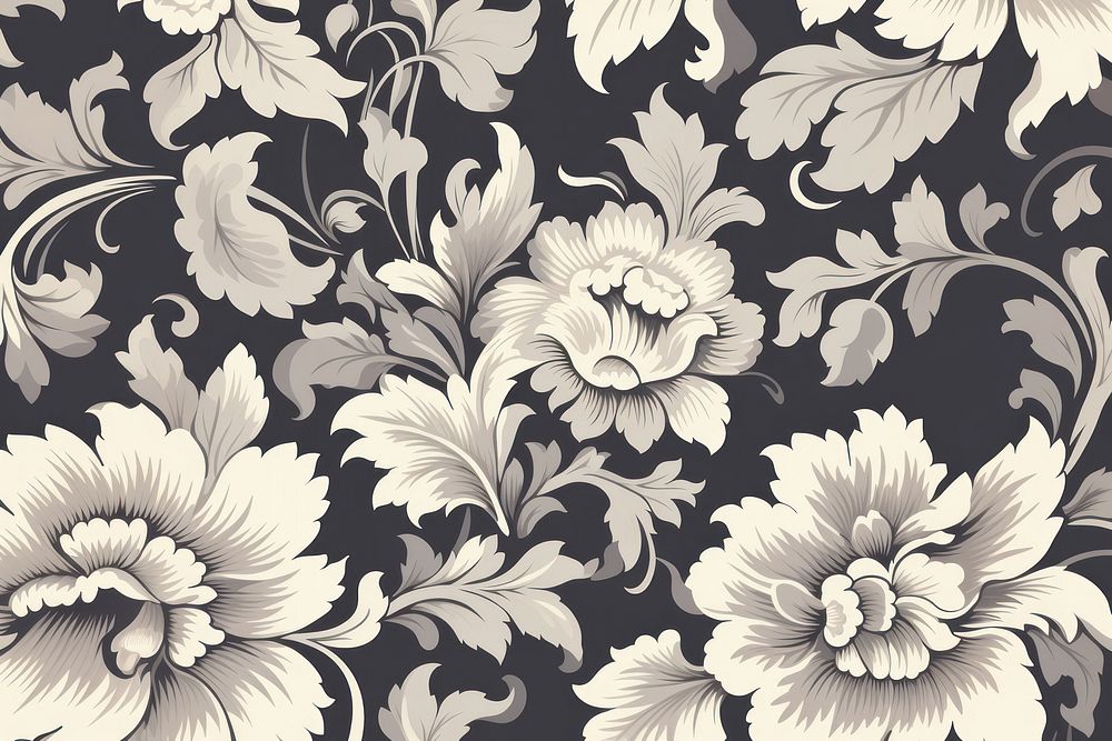 Vintage pattern muted grey flower backgrounds creativity. AI generated Image by rawpixel.