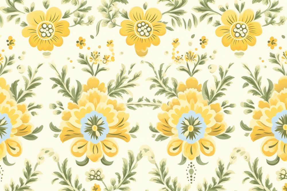 Vintage pattern muted yellow flower plant art. AI generated Image by rawpixel.
