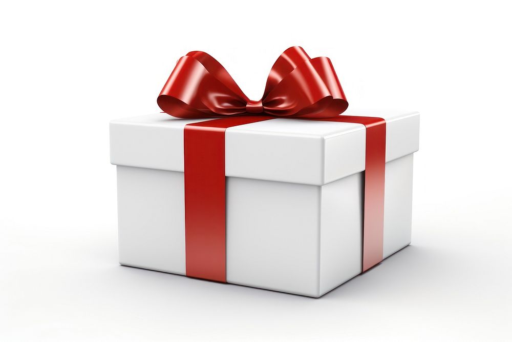 Gift box white bow red. AI generated Image by rawpixel.