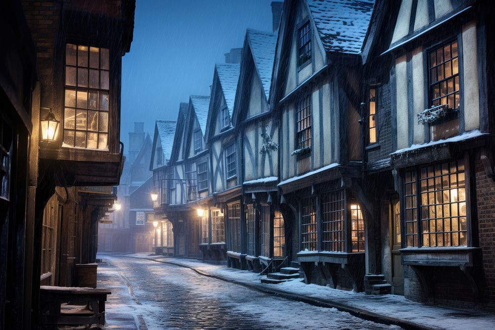 York winter architecture building street. AI generated Image by rawpixel.