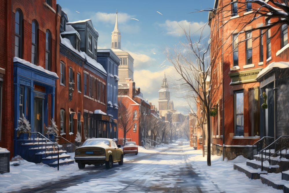 York winter outdoors vehicle street. AI generated Image by rawpixel.