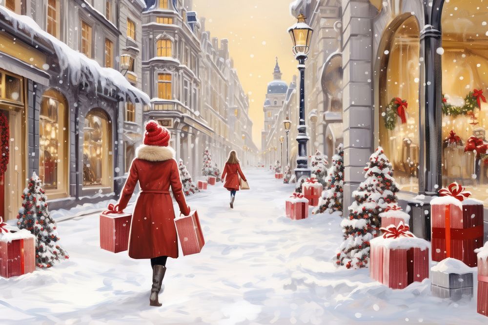 Winter holidays shopping christmas outdoors winter. AI generated Image by rawpixel.