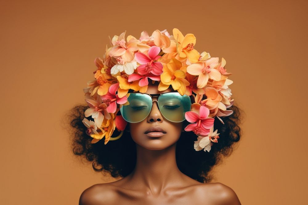 Flowers portrait fashion adult. AI generated Image by rawpixel.