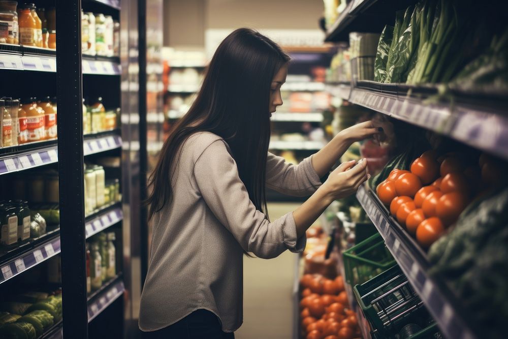 Shopping market supermarket shelf. AI generated Image by rawpixel.