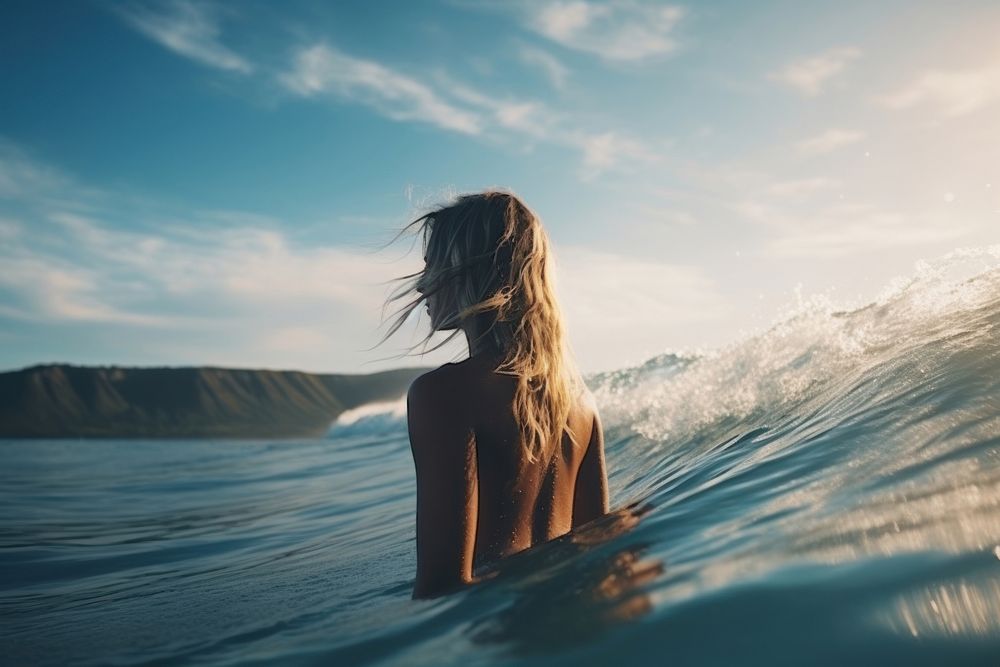 Surfing ocean swimming outdoors. AI generated Image by rawpixel.