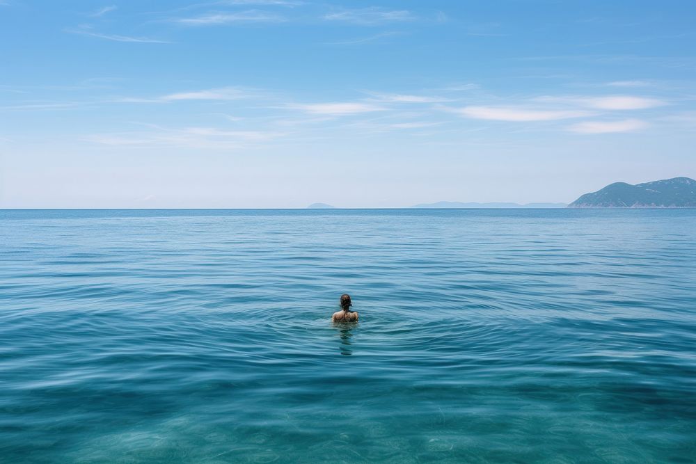 Swimming sea outdoors horizon. AI generated Image by rawpixel.