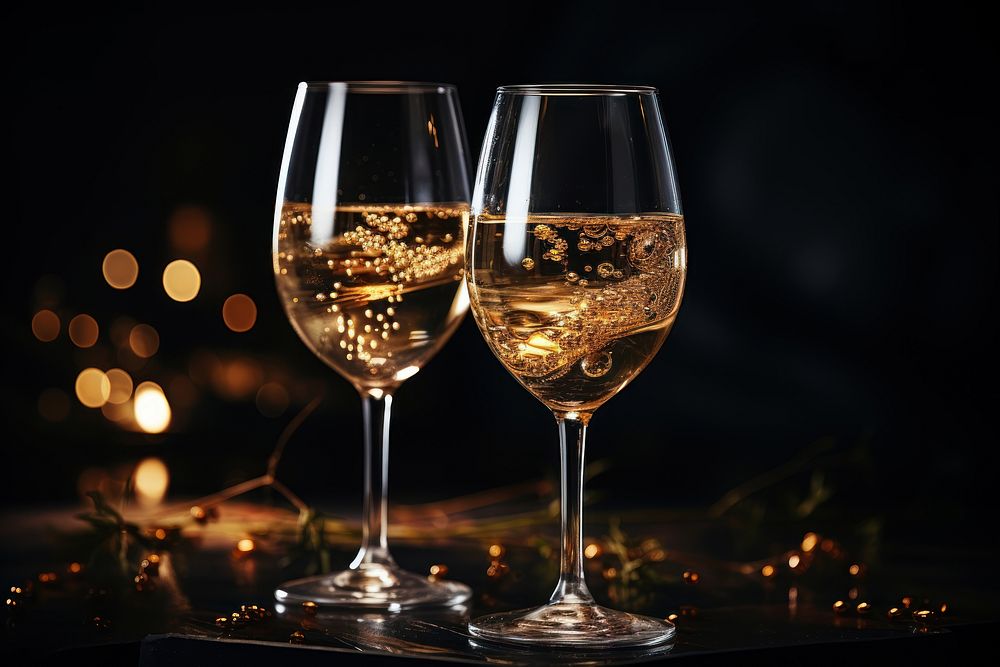 New Year glass wine drink. AI generated Image by rawpixel.