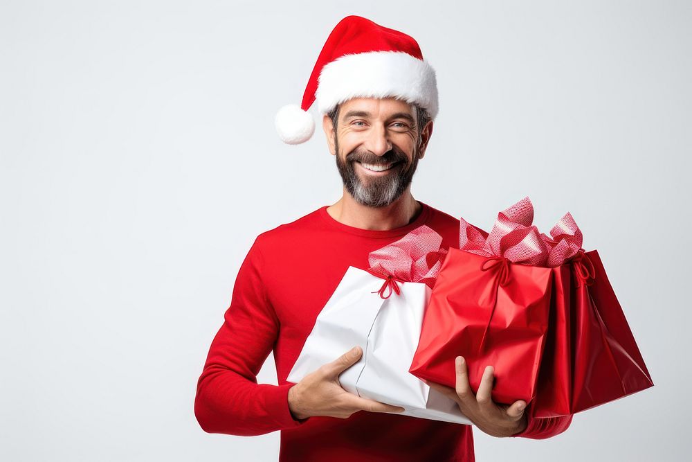 Xmas Shopping portrait smiling holding. AI generated Image by rawpixel.