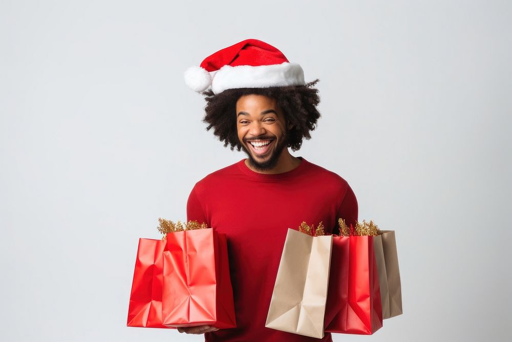 Xmas Shopping portrait smiling person. AI generated Image by rawpixel.