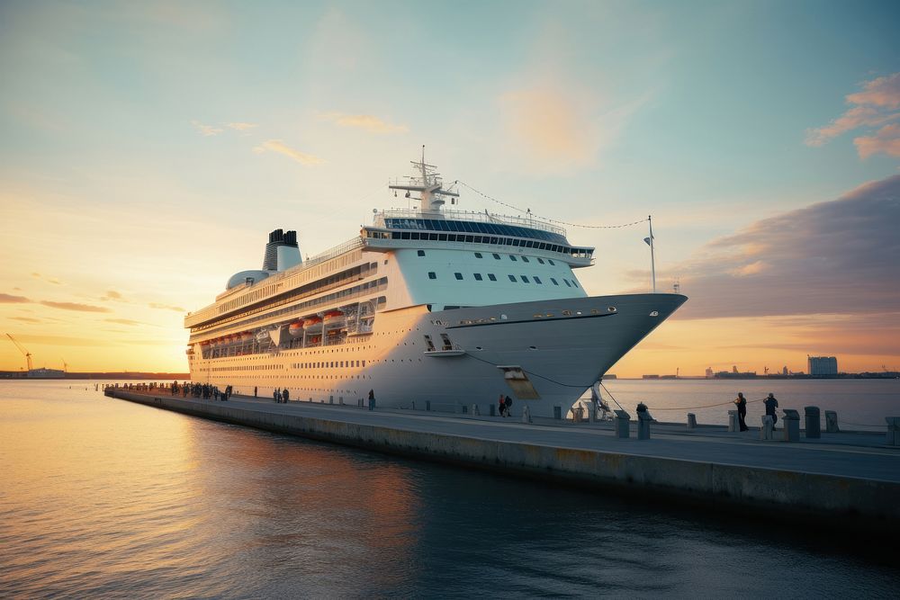 Cruise ship outdoors vehicle sunset. AI generated Image by rawpixel.
