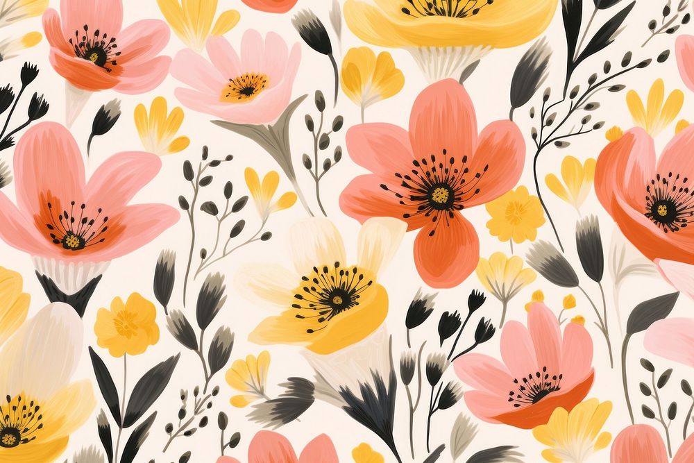 Flower pattern art backgrounds. AI generated Image by rawpixel.