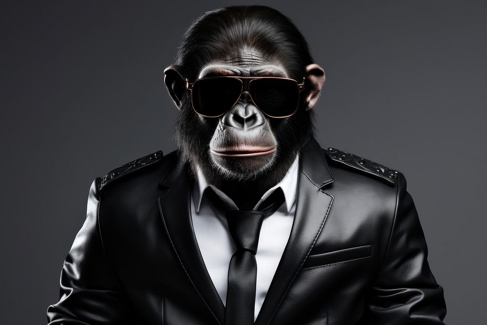 Fashionable ape wildlife portrait. AI generated Image by rawpixel.