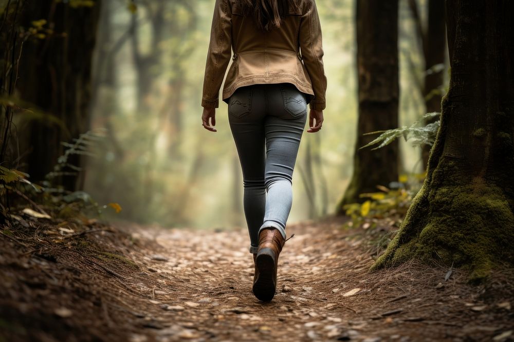 Forest walking adult woman. AI generated Image by rawpixel.